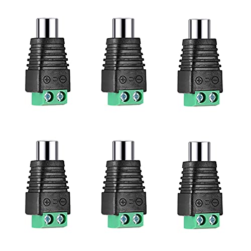 RCA to AV Screw Terminal Connector, Phono RCA Female Jack Solderless Converter, Audio/Video Connector for Speaker Wire