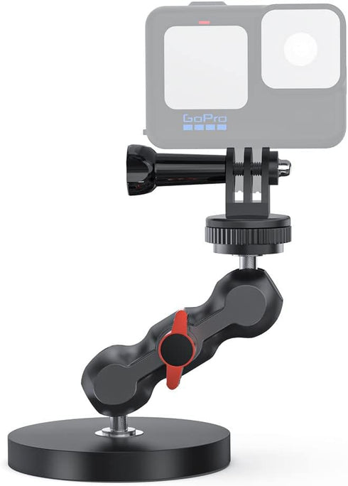 SUREWO Magnetic Camera Mount with Mini Universal Head, Magnetic Base Stand with 1/4"-20 Thread for GoPro Hero 12 11 10