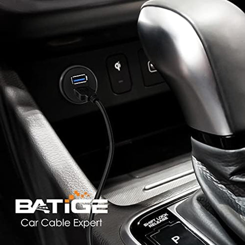 BATIGE 2 Ports Dual USB 3.0 Male to USB 3.0 Female AUX Flush Mount Car Extension Cable for Car Truck Boat Motorcycle,