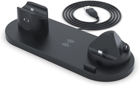 Multi-Functional 6 in 1 Wireless Phone Charger Dock (Black)