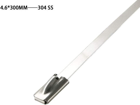 HS Metal Zip Ties, 11.8 Inch Stainless Steel Cable Tie, 100 Pack, Heavy Duty Self-Locking Strap