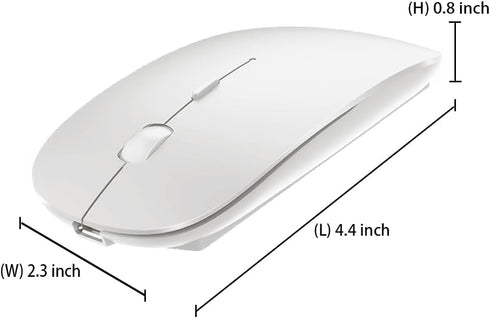 KLO Bluetooth Mouse, 4 Modes Rechargeable, 3.0/5.2 + USB-2.4G/Type-C, Compatible with MacBook Pro/Air, White