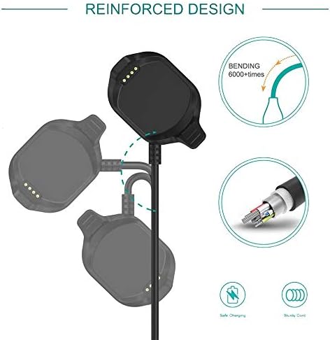 FitTurn Charger Compatible with Garmin Approach S5/S6 Charger Replacement (3.3ft) USB Adapter Charge Cord Charging Cable Wire Clip Dock Accessories for Approach S5/S6 GPS Touchscreen Golf Smart Watch