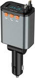 50W PD Car Charger with Bluetooth FM, Retractable Type-C & Lightning Cables,