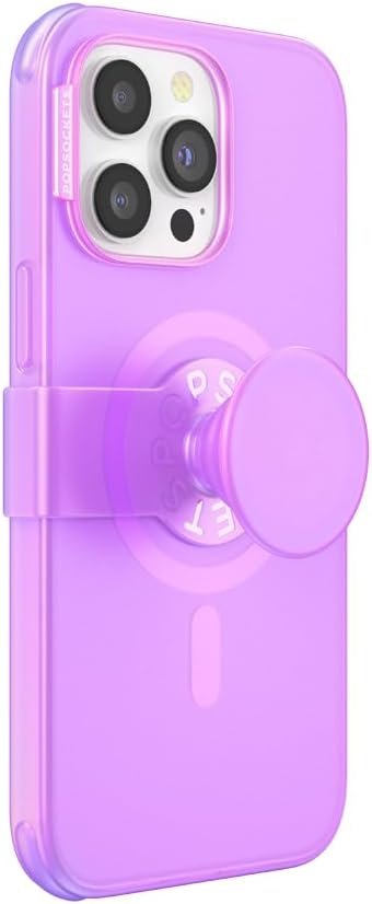 PopSockets iPhone 14 Pro Max Case - Pink Translucent, Phone Grip and Slide, Compatible with MagSafe, Wireless Charging