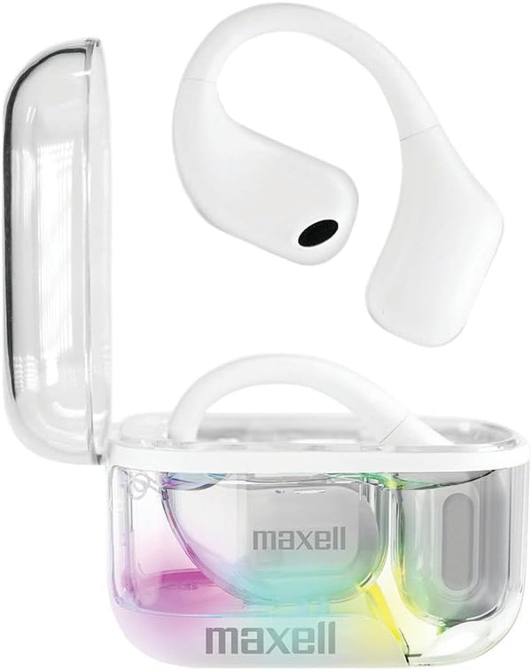 Maxell OWS Pro Bluetooth Open Earhooks, Immersive Sound, Vibrant Colors, Up to 18 Hours Playtime with Case