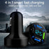 RDRKR 66W USB C Car Charger, 4-Port Cigarette Lighter Adapter, QC 3.0, PD, 2.4 A for Android/iPhone/Tablets