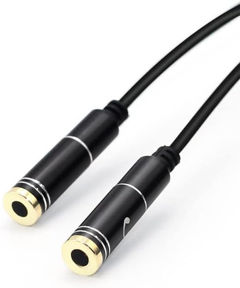 Audio Splitter Cable Y Adapter, 3.5mm Male to 2 Female for Headphone, Desktop and Laptop (Black)