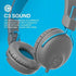 JLab Studio On-Ear Headphones, Wired, Gray/Blue, Ultra-Plush Faux Leather, 40mm Neodymium Drivers, Tangle-Free Cord.