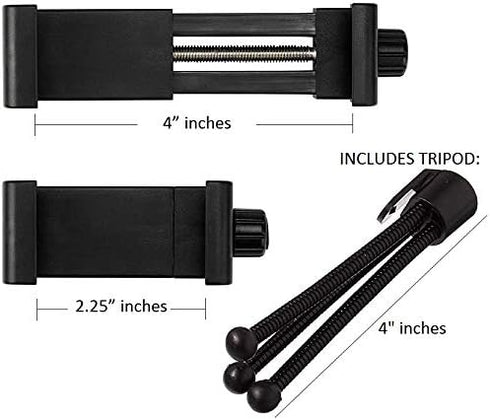 Alphx Universal Smartphone Tripod Cell Phone Holder Mount Adapter Set, Fits All Phones, Includes Mini Tripod