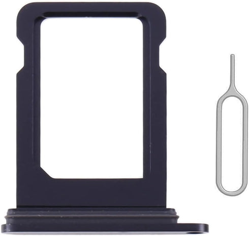 SIM Card Tray Holder Slot Replacement for iPhone 12 (Black) with Waterproof Rubber Ring and Eject Pin (Single Sim