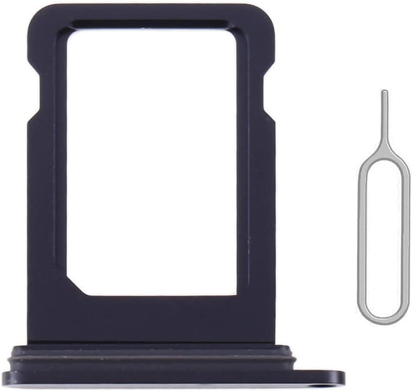 SIM Card Tray Holder Slot Replacement for iPhone 12 (Black) with Waterproof Rubber Ring and Eject Pin (Single Sim