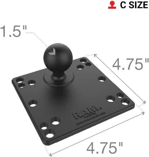 RAM Mounts 100x100mm VESA Plate with C Size 1.5" Ball, Model RAM-246U