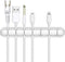 White Cable Clips for Cord Organizer, USB Cable Management, 2 Packs Holder for Desk, Car, Home, Office (7 Slots)