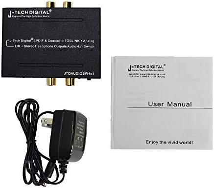 J-Tech Digital Optical SPDIF/Coaxial Digital to RCA L/R Analog Audio Converter 4x3 Switch with 3.5mm Jack
