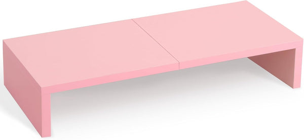 TEAMIX Pink Monitor Riser, 20L Inch Wood Stand for Desk, Sturdy TV/Screen/PC/Printer Riser with Storage (Pink, 20 inch)