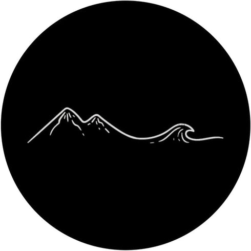 Mountain Wave Cool Black Art Drawing Hiker Ocean Gift PopSockets Standard PopGrip