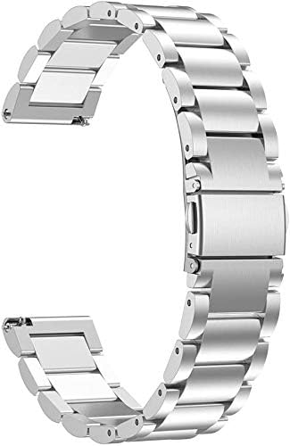 Compatible Garmin Vivoactive 4S Band, 18mm Silicone+Leather+Stainless Steel for Vivomove 3S, Fossil Gen 5E (3 Pack)