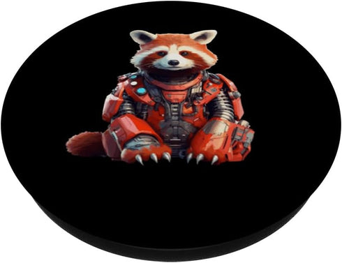 Mechanical Red Panda Robot Futuristic Cyborg Steampunk PopSockets Standard PopGrip