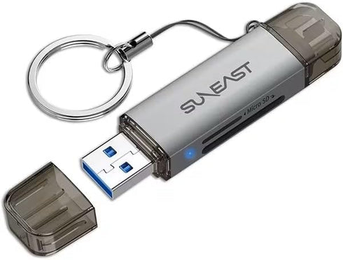 SUNEAST SD MicroSD UHS-I Dual-Slot Card Reader with USB3.2 Gen1 Type-C and Type-A