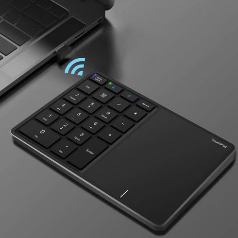 Lazmin112 Wireless Numeric Keypad, 22 Keys 2.4G Bluetooth Number Keyboard with Touchpad, Type C Interface, for Win,