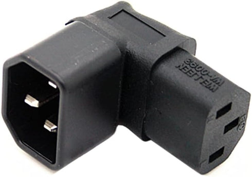 JSER IEC Male C14 to Right Angled 90 Degree IEC Female C13 Power Extension Adapter, 220V 10A Max