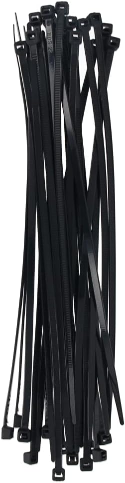 Heyiarbeit Cable Zip Ties, 200mm Long Eco-Friendly Nylon Plastic Black Wire Tie Wraps for Home Office, 100pcs