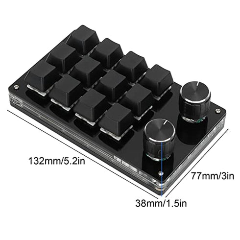 Zerodis Macro Mechanical Keyboard, One Handed 12 Key Multifunction DIY Programmable Keypad for Office Gaming