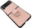Lunivop Ultra Slim Case for Samsung Galaxy Z Flip 3 5G, Hard Plastic PU Leather Shockproof Cover with Metal Ring - Pink