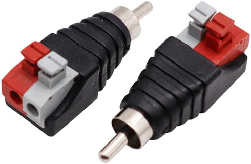 Hakiang 2-Pack Speaker Phono RCA Male to 2 Screw Terminal Female Strip Audio Video Spring Press Type Balum Connector Adapter (RCA M/AV F) by Haokiang