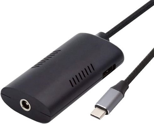 Cablecc 100W PD Emulator Trigger Charge Cable: 5.5x2.5mm & 5.5x2.1mm DC Power Input to Dual Type-C & Type-A Output.