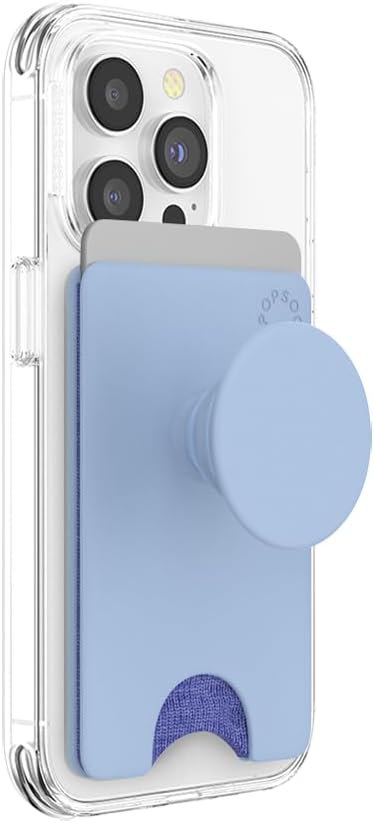 PopSockets Phone Wallet with Expanding Phone Grip, Phone Card Holder, Solid PopWallet - Cornflower Blue