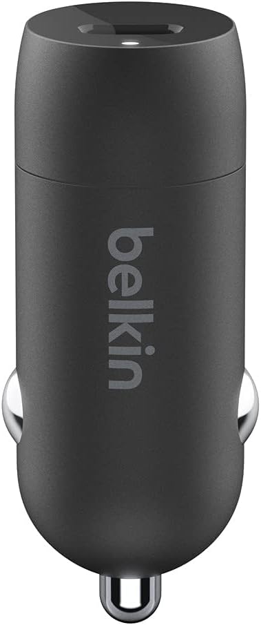 Belkin 20 Watt USB C Car Charger, Fast Charging for Apple iPhone 14, 13, iPad Pro, Samsung Galaxy S22 Ultra