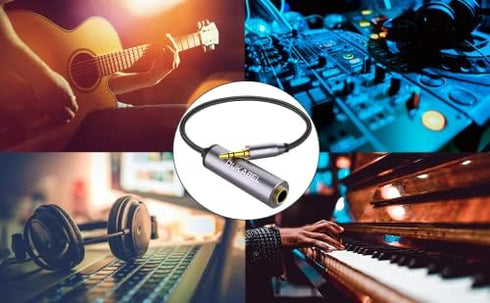 DUKABEL 1/4 to 3.5mm Adapter, Female to Male Headphone Adapter, 30CM/12 inch for Headphone, Guitar, Amp