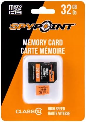 SPYPOINT 32GB Micro SD Memory Card for Trail Cameras, Adapter Media Storage for Trail and Game Cameras, Designed for