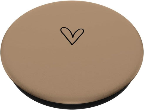 Brown Cute Heart Minimalist Love PopSockets Adhesive PopGrip