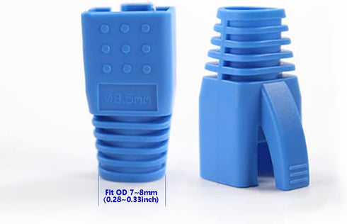 50 Pcs Blue Cat7 Cat7A Cat8 Strain Relief Boot, RJ45 Plug Connector Cover, Modular Network Plug Connector Caps