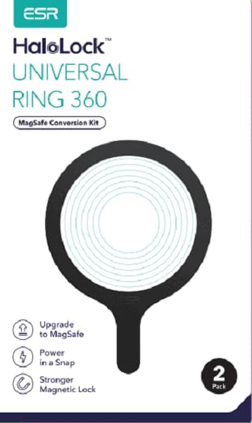 ESR MagSafe Sticker 360, MagSafe Ring Magnet (HaloLock), 2 Pack Magnetic Ring for iPhone 15/14/13/12/11, Galaxy