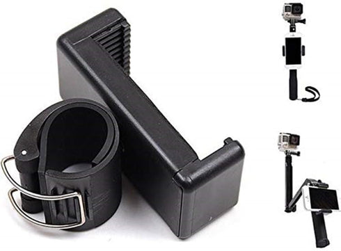 ThtRht 2 Pack 2nd Selfie Stick Mount Phone Holder Clip Clamp Pole Phone Mount for Gopro Extension Pole Selfie Stick