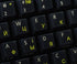 4Keyboard Ukrainian Russian Cyrillic Keyboard Labels Layout with Yellow Lettering ON Transparent Background