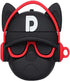 3D Animal Hiphop Bulldog Silicone Case - Compatible with Airpods2, Black Red Headphone Cover, Cool Keychain