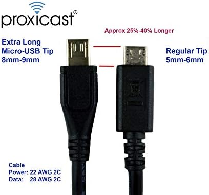 Proxicast Premium 8mm Extra Long Tip USB 2.0 Micro-USB Male to USB A Male Cable, 6 ft Length