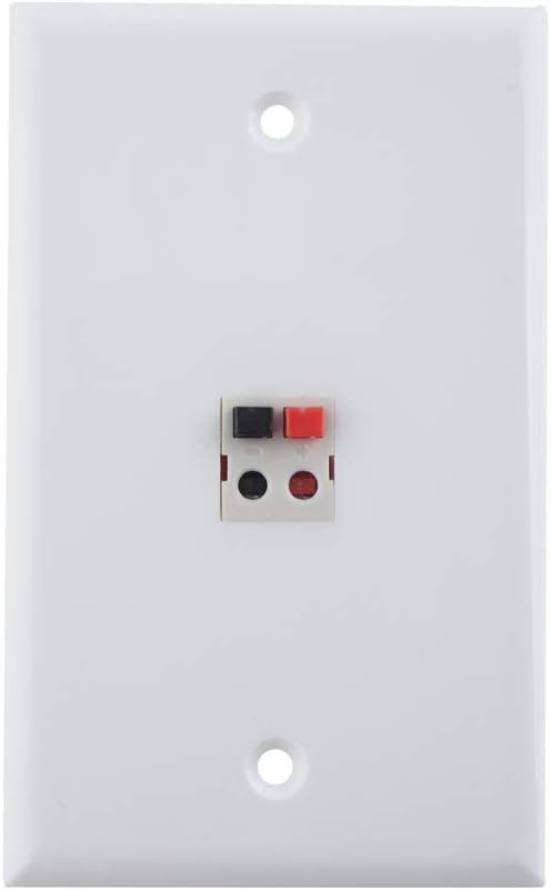 1 Port Speaker Jack Module Keystone Single Gang Wall Plate for Home Theater - White (1-Port)