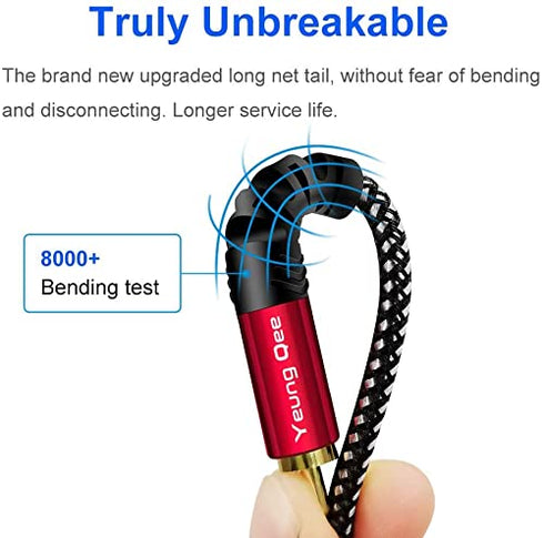 RCA Cable, 2RCA Male to 2RCA Male Audio Stereo Subwoofer Cable, Nylon-Braided Auxiliary Audio Cord for Home Theater