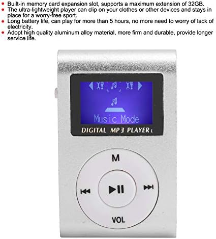 Liccx Mp3 MP3 32GB(Silver) Player, Music Player with Headphone and USB Cable, Back Clip Lossless Sound Music Player