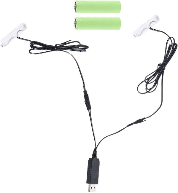 Cherjoury Battery Eliminator,2In1 Aa Battery -Eliminator USB Power Supply Replace 1-4 Pieces1.5V Aa