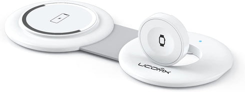 UCOMX Nano Mini Magnetic 2 in 1 Wireless Charger, Traveler Wireless Folding Charging Station, Compatible for iPhone