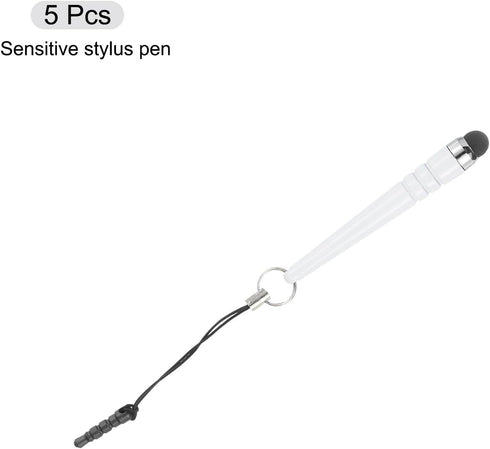 MECCANIXITY 5pcs Metallic Stylus Pen for Touch Screens, Mini Metal Capacitive Pens for Universal Devices, White