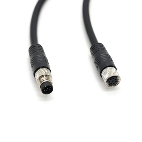 M8 8Pins Male to Female Connector Cable, A Code Straight Molding Aviation Sensor Electrical PVC Cable 1M
