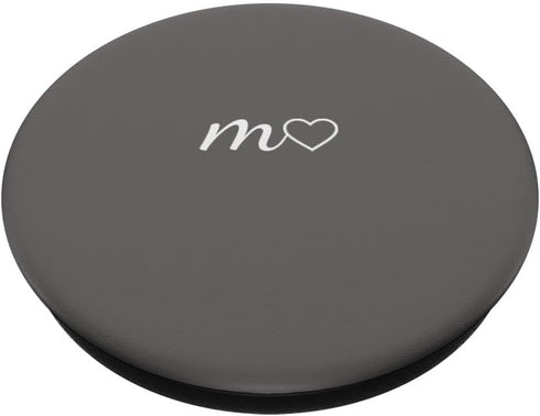 Minimalist Gray PopSockets Standard PopGrip with White Initial Letter M Heart